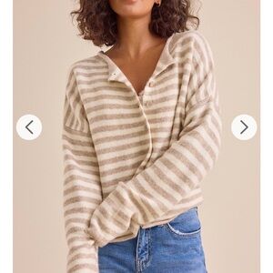 Altar'd State Striped Beige and Cream Cardigan